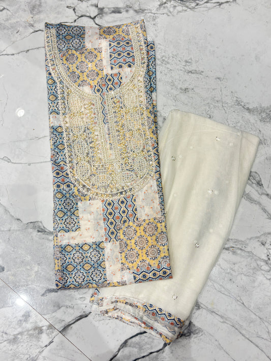 Embroidered Azure Heritage Unstitched Suit