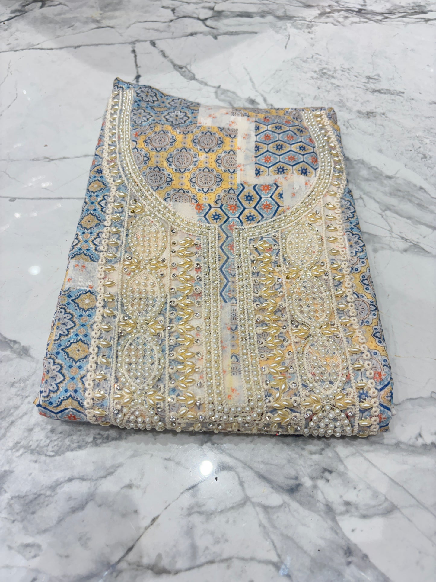 Embroidered Azure Heritage Unstitched Suit