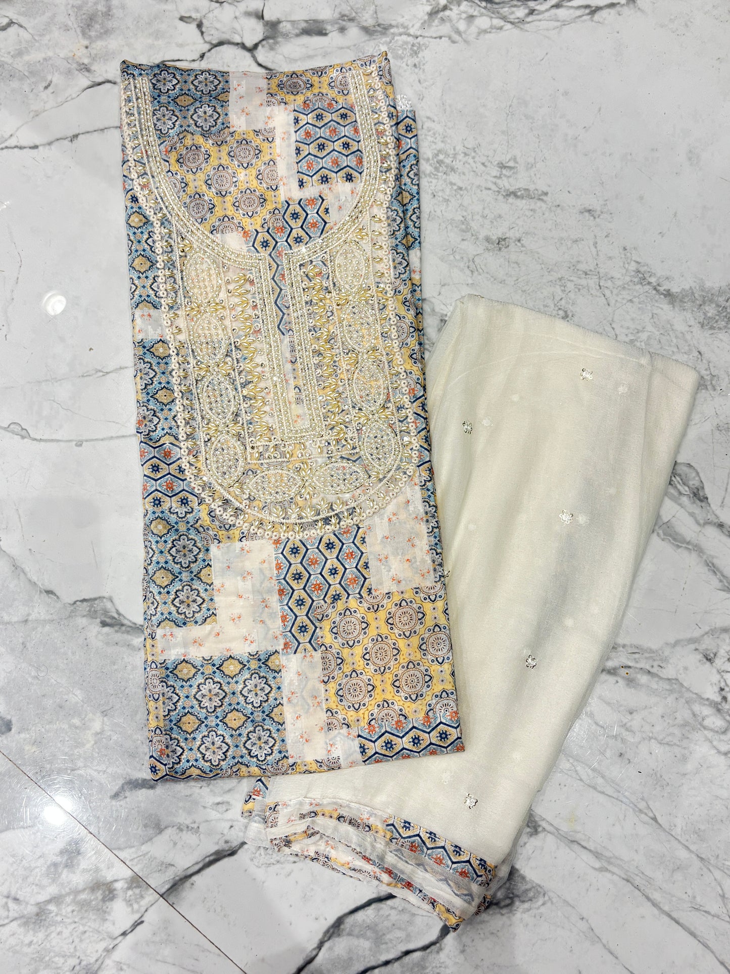 Embroidered Azure Heritage Unstitched Suit