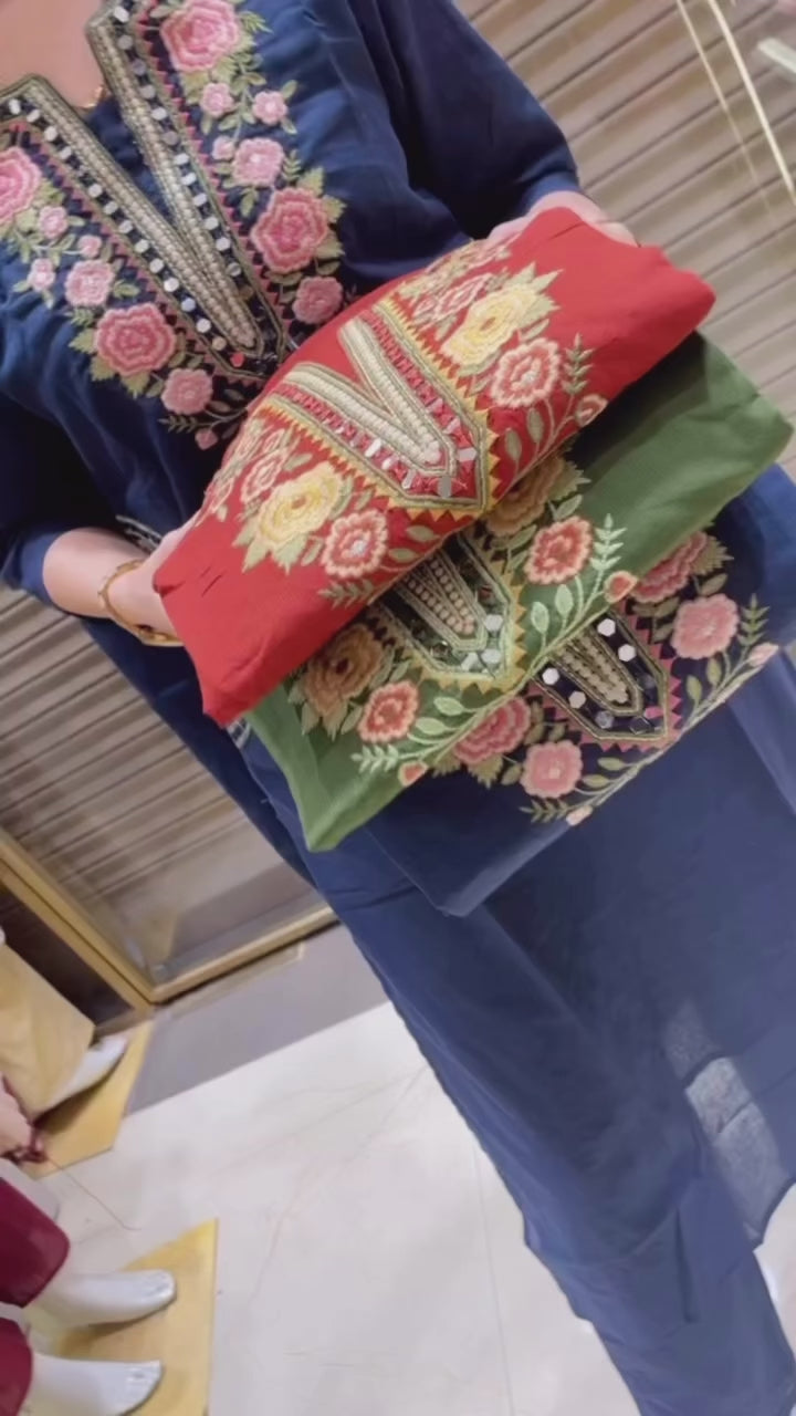 Embroidered Cotton Suit