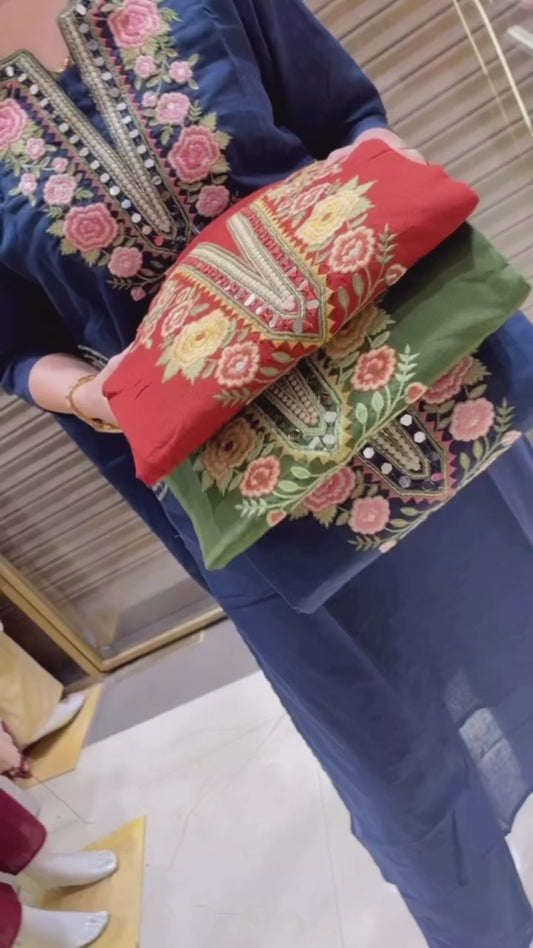 Embroidered Cotton Suit
